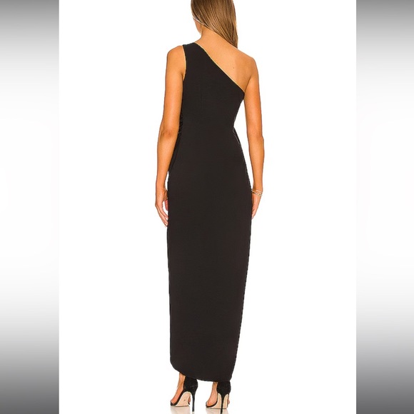 NWOT Amanda Uprichard Conetta Black One Shoulder Gown Maxi Dress Size XS - Picture 3 of 8